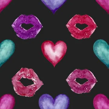 Seamless repeating pattern with lovely and cute romantic hearts Stock Illustration