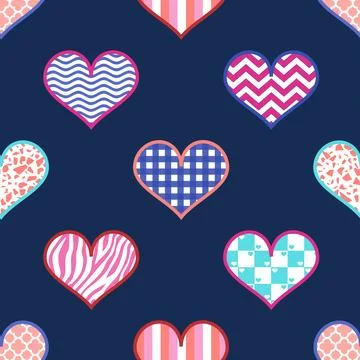 Seamless repeating pattern with lovely and cute romantic hearts Stock Illustration