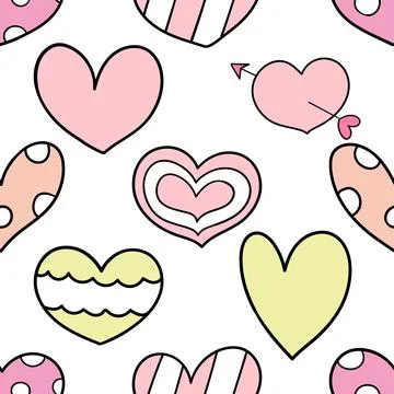 Seamless repeating pattern with lovely and cute romantic hearts Stock Illustration
