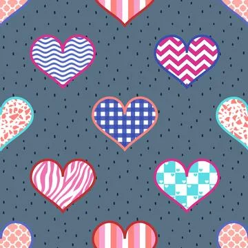 Seamless repeating pattern with lovely and cute romantic hearts Stock Illustration
