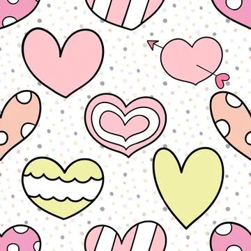 Seamless repeating pattern with lovely and cute romantic hearts Illustrazione stock
