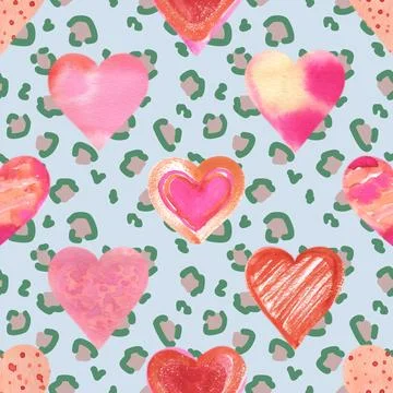 Seamless repeating pattern with lovely and cute romantic hearts 스톡 일러스트