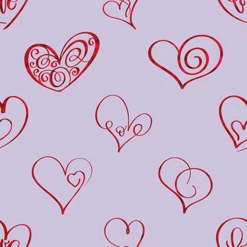 Seamless repeating pattern with lovely and cute romantic hearts Illustrazione stock