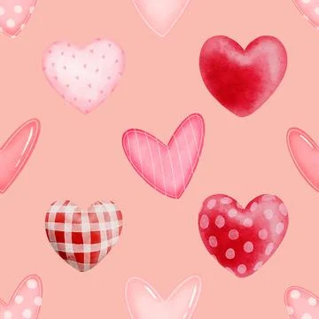 Seamless repeating pattern with lovely and cute romantic hearts Illustrazione stock