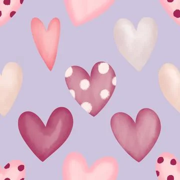 Seamless repeating pattern with lovely and cute romantic hearts Illustrazione stock