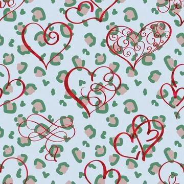 Seamless repeating pattern with lovely and cute romantic hearts Stock Illustration