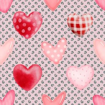 Seamless repeating pattern with lovely and cute romantic hearts Stock Illustration