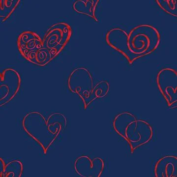 Seamless repeating pattern with lovely and cute romantic hearts Illustrazione stock