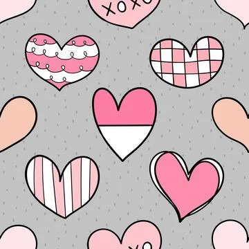 Seamless repeating pattern with lovely and cute romantic hearts Stock Illustration
