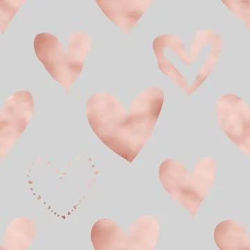 Seamless repeating pattern with lovely and cute romantic hearts Stock Illustration