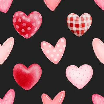 Seamless repeating pattern with lovely and cute romantic hearts Stock Illustration