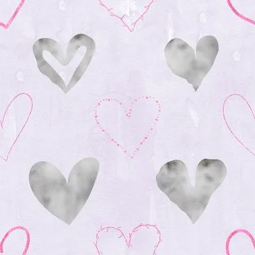Seamless repeating pattern with lovely and cute romantic hearts Illustrazione stock