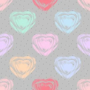 Seamless repeating pattern with lovely and cute romantic hearts Illustrazione stock