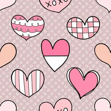 Seamless repeating pattern with lovely and cute romantic hearts Stock Illustration