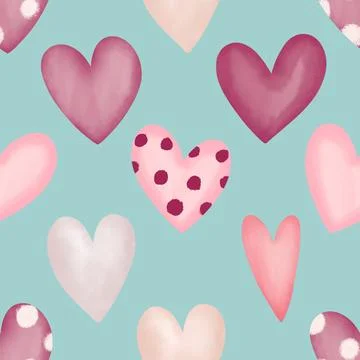 Seamless repeating pattern with lovely and cute romantic hearts Stock Illustration