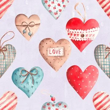 Seamless repeating pattern with lovely and cute romantic hearts Stock Illustration