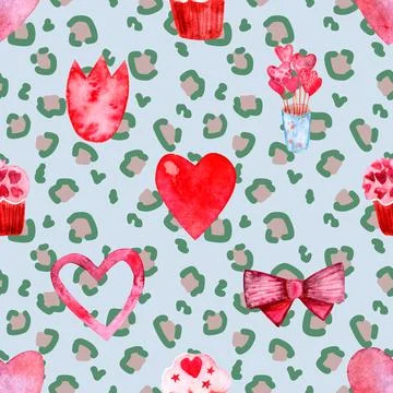 Seamless repeating pattern with lovely and cute romantic hearts 스톡 일러스트