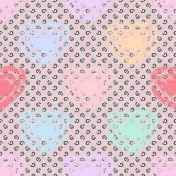 Seamless repeating pattern with lovely and cute romantic hearts Stock Illustration