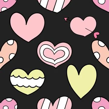 Seamless repeating pattern with lovely and cute romantic hearts Stock Illustration