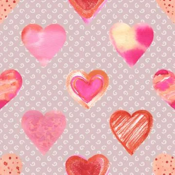 Seamless repeating pattern with lovely and cute romantic hearts Stock Illustration