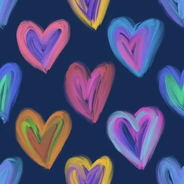 Seamless repeating pattern with lovely and cute romantic hearts Illustrazione stock