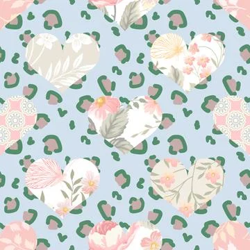Seamless repeating pattern with lovely and cute romantic hearts Stock Illustration