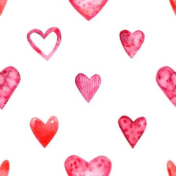Seamless repeating pattern with lovely and cute romantic hearts Illustrazione stock