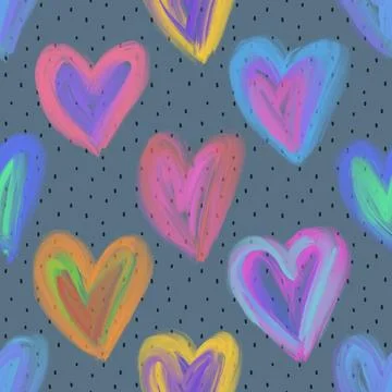 Seamless repeating pattern with lovely and cute romantic hearts Illustrazione stock