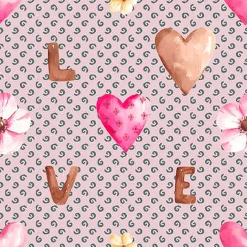 Seamless repeating pattern with lovely and cute romantic hearts Stock Illustration