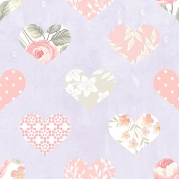 Seamless repeating pattern with lovely and cute romantic hearts Stock Illustration