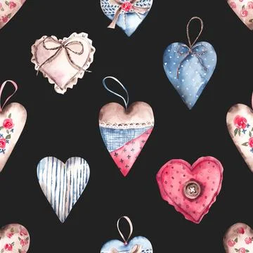 Seamless repeating pattern with lovely and cute romantic hearts Stock Illustration