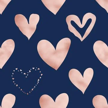 Seamless repeating pattern with lovely and cute romantic hearts 스톡 일러스트