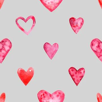 Seamless repeating pattern with lovely and cute romantic hearts Stock Illustration