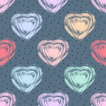 Seamless repeating pattern with lovely and cute romantic hearts Illustrazione stock