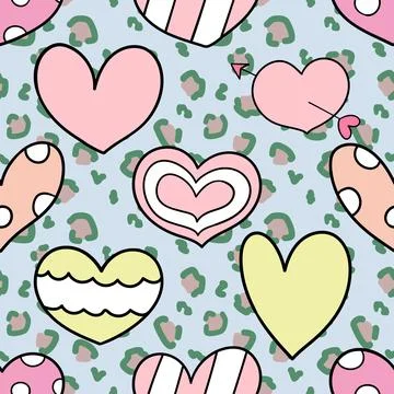 Seamless repeating pattern with lovely and cute romantic hearts Illustrazione stock