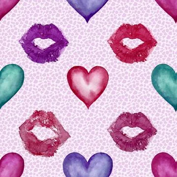 Seamless repeating pattern with lovely and cute romantic hearts Illustrazione stock