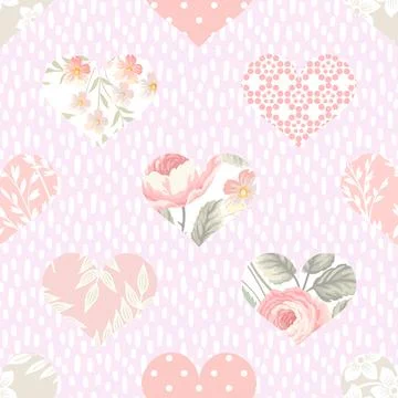 Seamless repeating pattern with lovely and cute romantic hearts Stock Illustration