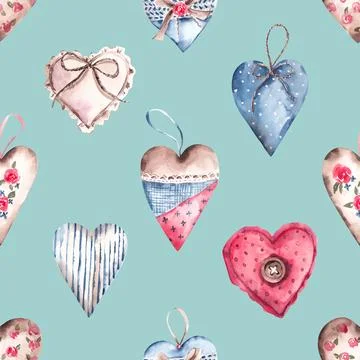 Seamless repeating pattern with lovely and cute romantic hearts Illustrazione stock