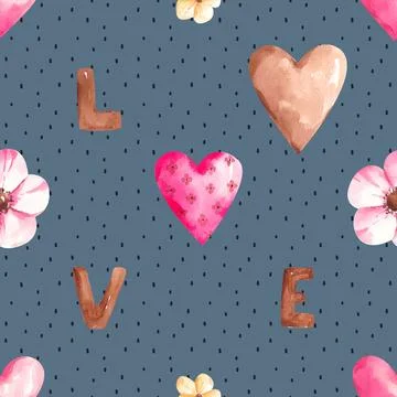 Seamless repeating pattern with lovely and cute romantic hearts Stock Illustration