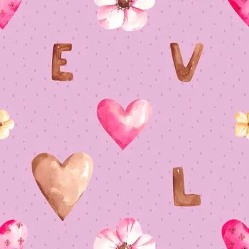 Seamless repeating pattern with lovely and cute romantic hearts Stock Illustration