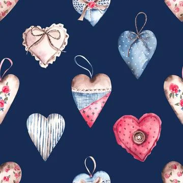 Seamless repeating pattern with lovely and cute romantic hearts Stock Illustration
