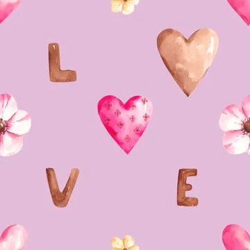 Seamless repeating pattern with lovely and cute romantic hearts Stock Illustration