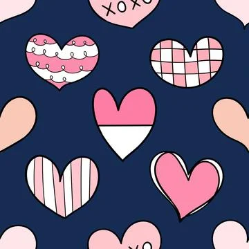 Seamless repeating pattern with lovely and cute romantic hearts Stock Illustration