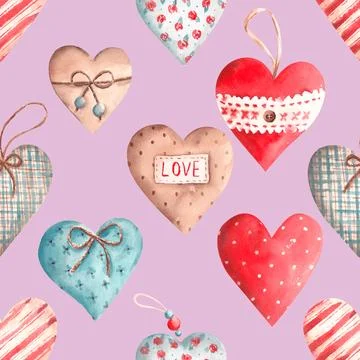 Seamless repeating pattern with lovely and cute romantic hearts Stock Illustration