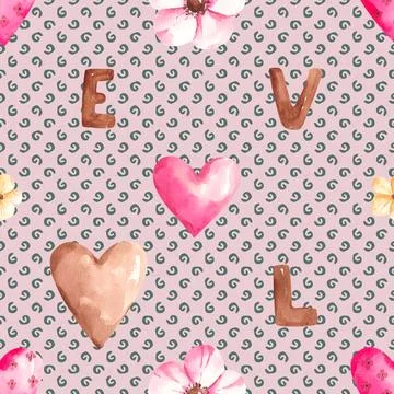 Seamless repeating pattern with lovely and cute romantic hearts Stock Illustration