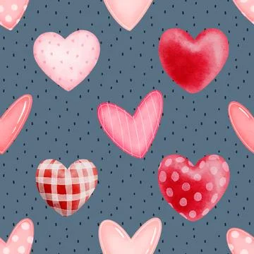 Seamless repeating pattern with lovely and cute romantic hearts Stock Illustration