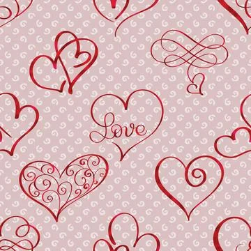 Seamless repeating pattern with lovely and cute romantic hearts Stock Illustration