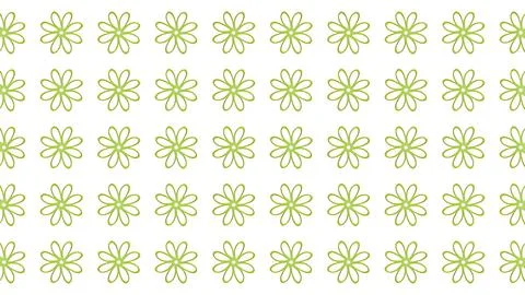 Seamless repeating pattern of minimalist green floral icons on a clean whit.. Stock Illustration
