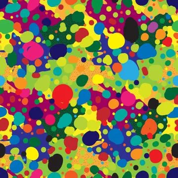 Seamless repeating pattern of multi-colored spots and dots 스톡 일러스트