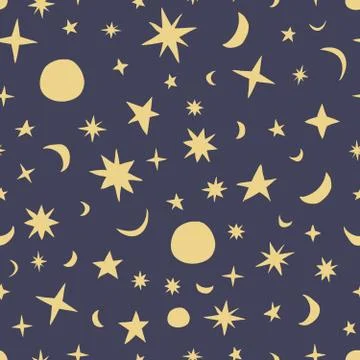 Seamless repeating pattern of night sky Stock Illustration